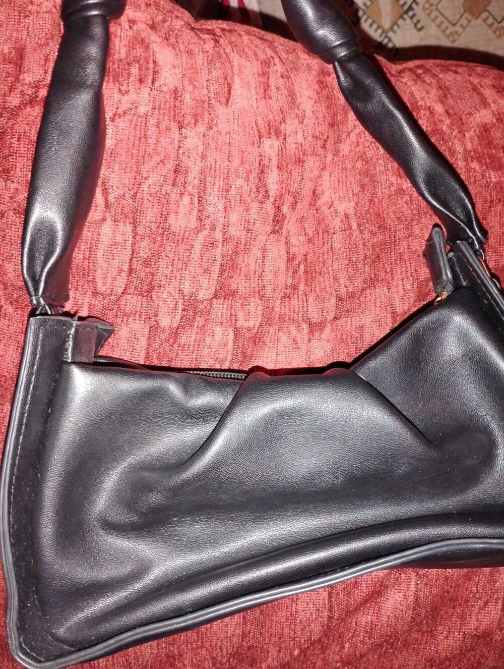 Petite Women's Soft Black Pebble Leather Shoulder Bag Purse No Tags